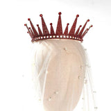 Vintage Baroque Style Red Crystal Royal Princess Big Tiara Crown