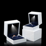 High Gloss Lacquer Ring Earing Pendant Jewelry Box with Led Light
