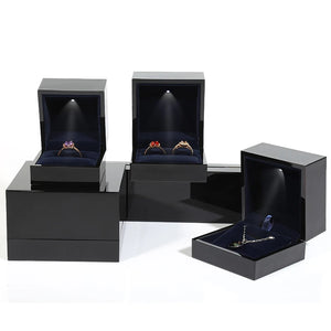 High Gloss Lacquer Ring Earing Pendant Jewelry Box with Led Light