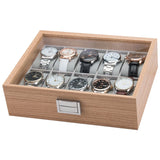 Rosewood Paten Wood Jewelry Watch Box with Glass Lid