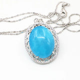 25x33mm Stainless Steel Pendant Zircon Natural Stone Jades Chalcedony Necklace