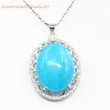25x33mm Stainless Steel Pendant Zircon Natural Stone Jades Chalcedony Necklace