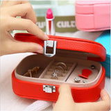 Protable Leather Ring Box Earrings Case Jewelry Organizer
