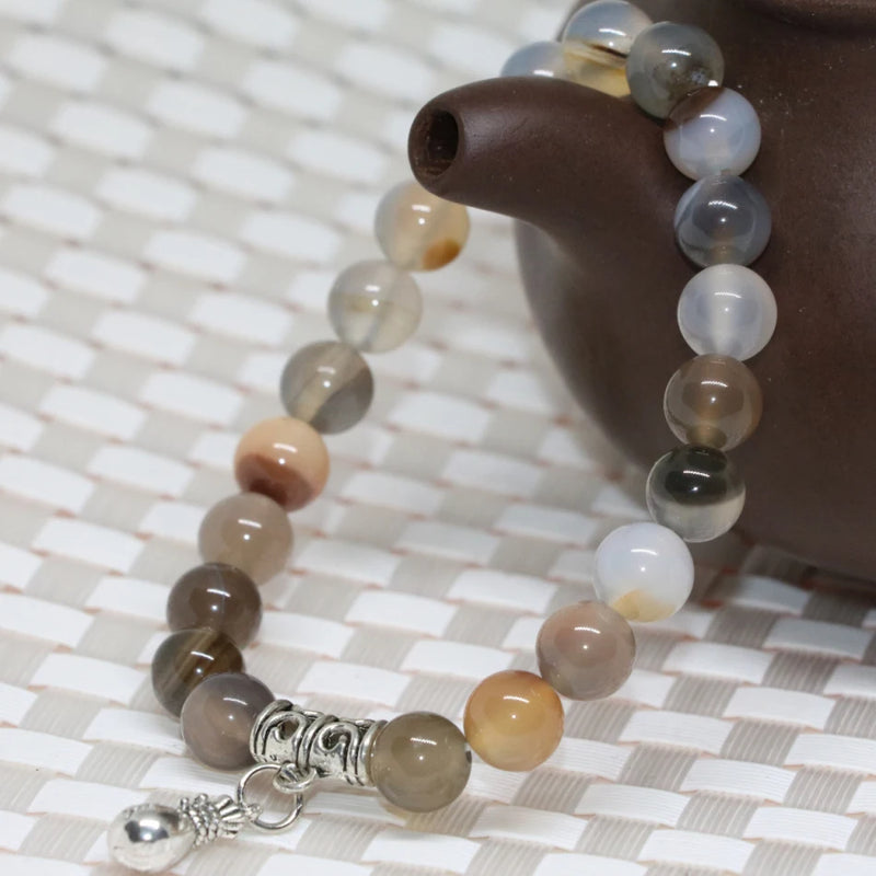 8mm Carnelian Agat Round Beads Bracelet for Women 7.5inch B2014