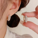 Zircon Pearl Small Ear Buckle Fashion Sweet Earrings