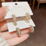 Zircon Pearl Small Ear Buckle Fashion Sweet Earrings