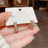 Zircon Pearl Small Ear Buckle Fashion Sweet Earrings