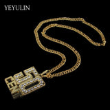Hip Hop 50 Cent Pendant Necklace Full Rhinestone Cuban Link Chain Unisex Jewelry