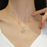Geometric Zircon Jewelry Set Stainless Steel Round Pendant Necklace Earring