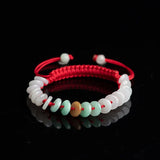 Hand Woven Natural A-cargo Jadeite Safety Clasp Rope Ice Jade Bracelet