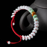 Hand Woven Natural A-cargo Jadeite Safety Clasp Rope Ice Jade Bracelet