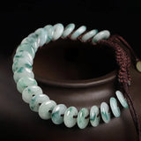 Hand Woven Natural Emerald Safety Clasp Rope Ice Jade Men's Bracelet Women's