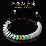 Hand Woven Natural Emerald Safety Clasp Rope Ice Jade Men's Bracelet Women's
