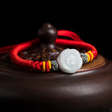 Hand Woven Natural Jade Beads Bracelet Women's Red Hand Jewelry