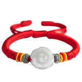 Hand Woven Natural Jade Beads Bracelet Women's Red Hand Jewelry