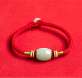 Hand Woven Octagonal Peace Knot Jade Bracelet Red Knitting Hand Rope Jewelry