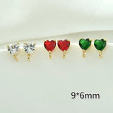 Heart Love Zircon Earrings 925 Silver DIY Jewelry Materials 2PCS
