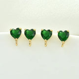 Heart Love Zircon Earrings 925 Silver DIY Jewelry Materials 2PCS