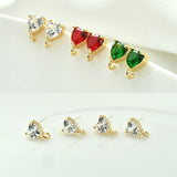 Heart Love Zircon Earrings 925 Silver DIY Jewelry Materials 2PCS