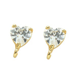 Heart Love Zircon Earrings 925 Silver DIY Jewelry Materials 2PCS