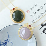High-Grade Jade Sterling Silver Pendant Hetian Gray Lucky Smoke Purple Gray