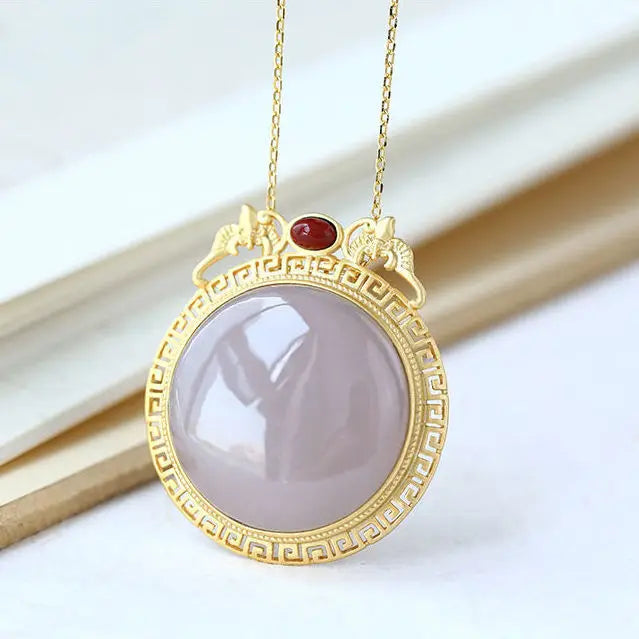 High-Grade Jade Sterling Silver Pendant Hetian Gray Lucky Smoke Purple Gray