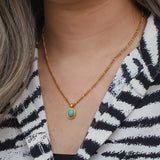 Amazonite Stone Necklace Stainless Steel Chain