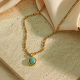 Amazonite Stone Necklace Stainless Steel Chain