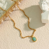 Amazonite Stone Necklace Stainless Steel Chain