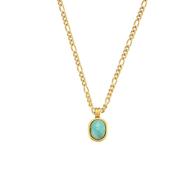 Amazonite Stone Necklace Stainless Steel Chain