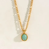 Amazonite Stone Necklace Stainless Steel Chain