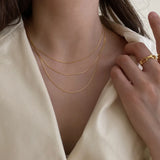 14k Plated Thin Chain Chocker Necklace Women Gift Christmas