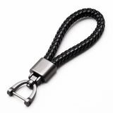 Luxury Rotating Horseshoe Buckle Hand Woven Leather Car Key