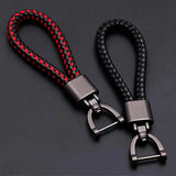 Luxury Rotating Horseshoe Buckle Hand Woven Leather Car Key