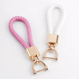 Luxury Rotating Horseshoe Buckle Hand Woven Leather Car Key