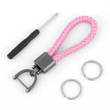 Luxury Rotating Horseshoe Buckle Hand Woven Leather Car Key
