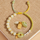 Natural Hetian Jade Beads Bracelet Pendant Safety Buckle Rope Adjustable
