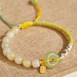 Hetian Jade Beads Bracelet Blessing Pendant Adjustable Women Jewelry