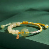 Hetian Jade Beads Bracelet Blessing Pendant Adjustable Women Jewelry