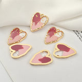 High-Grade Oil Painting Style Foil Heart DIY Earrings Pendant