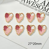 High-Grade Oil Painting Style Foil Heart DIY Earrings Pendant