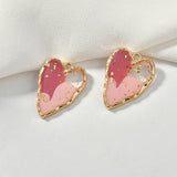 High-Grade Oil Painting Style Foil Heart DIY Earrings Pendant