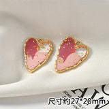 High-Grade Oil Painting Style Foil Heart DIY Earrings Pendant