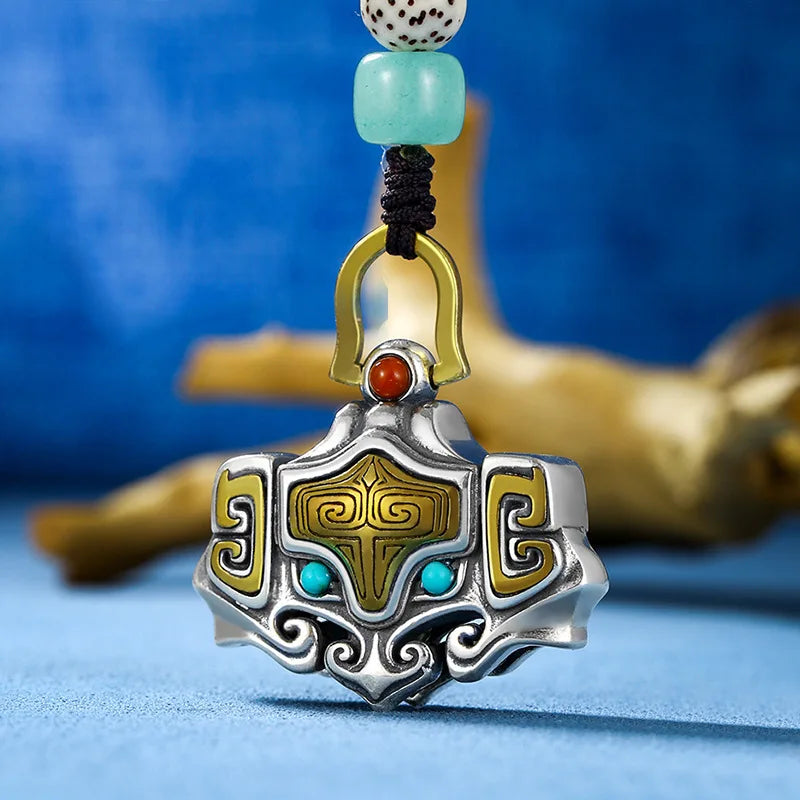 High Taotie Pattern Bell Pendant Key Chain Pendant Bag Small Pendant for Men