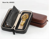 Personalized Brown PU Leather Bracelet Watch Storage Travel Case