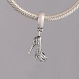 High Heel Dangle 925 Sterling Silver Clear Pave cz Charm