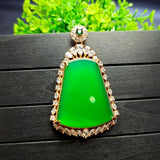 High Ice Green Jades Pendant Zircon Emerald Myanmar Jadeite Charms Necklace