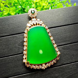 High Ice Green Jades Pendant Zircon Emerald Myanmar Jadeite Charms Necklace