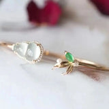 Ice Chalcedony Gourd Yang Leaf Bracelet Green Inlaid Transfer Female