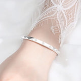 S999 Silver Diamond Round Belly Bangle